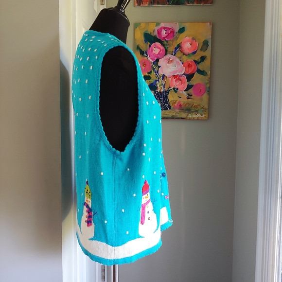 VINTAGE Marisa Christina Y2K Snowman Christmas Sweater Vest Size XL - Picture 8 of 13